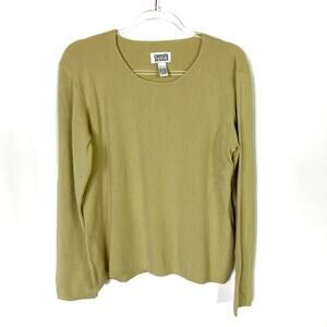 Chico's Design Vintage Gold Beige Silk Blend Ribbed Knit Tee Shirt Chicos 2/US L